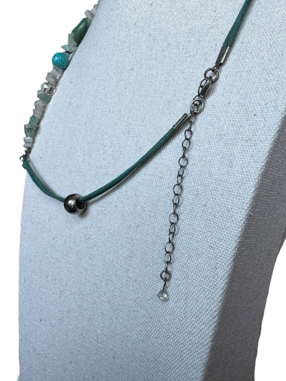 Boho Aqua Turquoise Multi Strand 26” 27” Beaded Shell Stone Statement Necklace - Picture 5 of 6